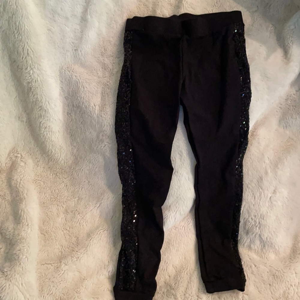 Girls black sequined leggings